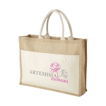 Jute bag with pocket natural colour