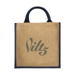 Jute tote bag with cotton cord handles blue colour