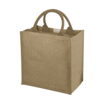 Jute tote bag with cotton cord handles natural colour