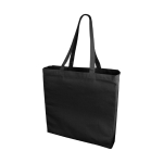 Coloured cotton bags with long handles, 220 g/m² black colour