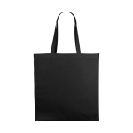 Coloured cotton bags with long handles, 220 g/m² black colour