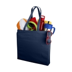 Coloured cotton bags with long handles, 220 g/m² blue colour