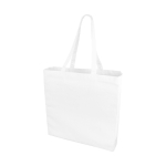 Coloured cotton bags with long handles, 220 g/m² white colour