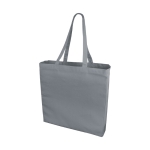 Coloured cotton bags with long handles, 220 g/m² grey colour