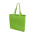 Coloured cotton bags with long handles, 220 g/m² lime colour