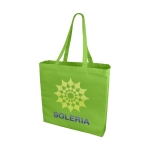 Coloured cotton bags with long handles, 220 g/m² lime colour