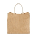 Jute tote bag with velcro closure and double handles white colour