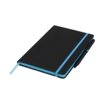 Notebook with pen and colour details, A5 lined pages light blue colour