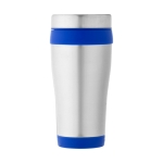 Cheap thermal mug from steel and plastic, 410 ml blue colour