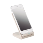 Wireless wheat-straw smartphone charging station beige colour second view