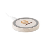 Wireless wheat straw charger beige colour main view