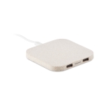 Wireless wheat-straw phone charger pad beige colour