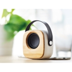 Bamboo speaker with strap and Bluetooth 5.0 white colour ambient view