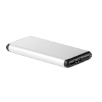 Power bank with suction cups, 10,000 mAh matt silver colour