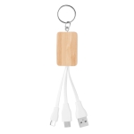 Bamboo keyring with USB cables for promotions wood colour