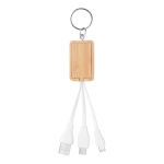 Bamboo keyring with USB cables for promotions wood colour second view