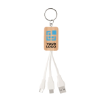 Bamboo keyring with USB cables for promotions view with print area