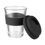 Glass takeaway cup with lid and silicone band, 350 ml black colour second view