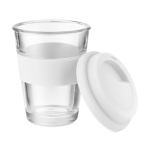 Glass takeaway cup with lid and silicone band, 350 ml white colour second view