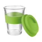 Glass takeaway cup with lid and silicone band, 350 ml lime colour second view