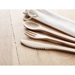 Bamboo cutlery set in canvas bag beige colour second ambient view