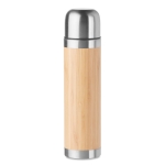 Thermos flask with bamboo surface for promotions, 400 ml wood colour