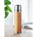 Thermos flask with bamboo surface for promotions, 400 ml wood colour ambient view