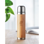 Thermos flask with bamboo surface for promotions, 400 ml wood colour main ambient view