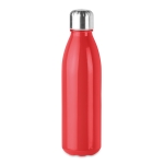 Coloured glass bottle with steel lid, 650 ml red colour