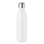 Coloured glass bottle with steel lid, 650 ml white colour