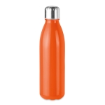 Coloured glass bottle with steel lid, 650 ml orange colour