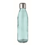 Coloured glass bottle with steel lid, 650 ml transparent blue colour