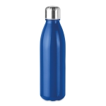 Coloured glass bottle with steel lid, 650 ml royal blue colour