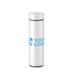 Stainless steel thermos flask with tea infuser, 470 ml white colour view with print area