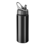 Aluminium bottle with folding straw, 600 ml black colour