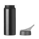 Aluminium bottle with folding straw, 600 ml black colour fifth view