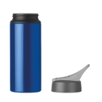 Aluminium bottle with folding straw, 600 ml blue colour fifth view