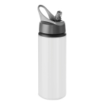 Aluminium bottle with folding straw, 600 ml white colour