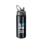 Aluminium bottle with folding straw, 600 ml view with print area