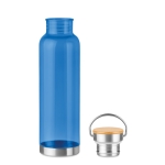 Bottle with bamboo lid & steel handle, 800 ml transparent blue colour second view