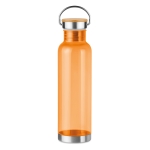 Bottle with bamboo lid & steel handle, 800 ml transparent orange colour