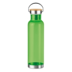 Bottle with bamboo lid & steel handle, 800 ml transparent lime colour