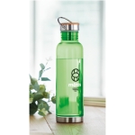 Bottle with bamboo lid & steel handle, 800 ml transparent lime colour second main ambient view