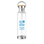 Bottle with bamboo lid & steel handle, 800 ml view with print area