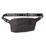 Bum bag with zipped compartments for festivals black colour