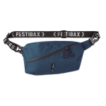 Bum bag with zipped compartments for festivals blue colour