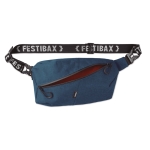 Bum bag with zipped compartments for festivals blue colour third view