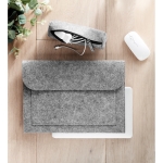 Affordable document bag made of RPET felt with Velcro fastener grey colour ambient view