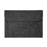 Affordable document bag made of RPET felt with Velcro fastener dark grey colour