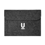 Affordable document bag made of RPET felt with Velcro fastener dark grey colour main view